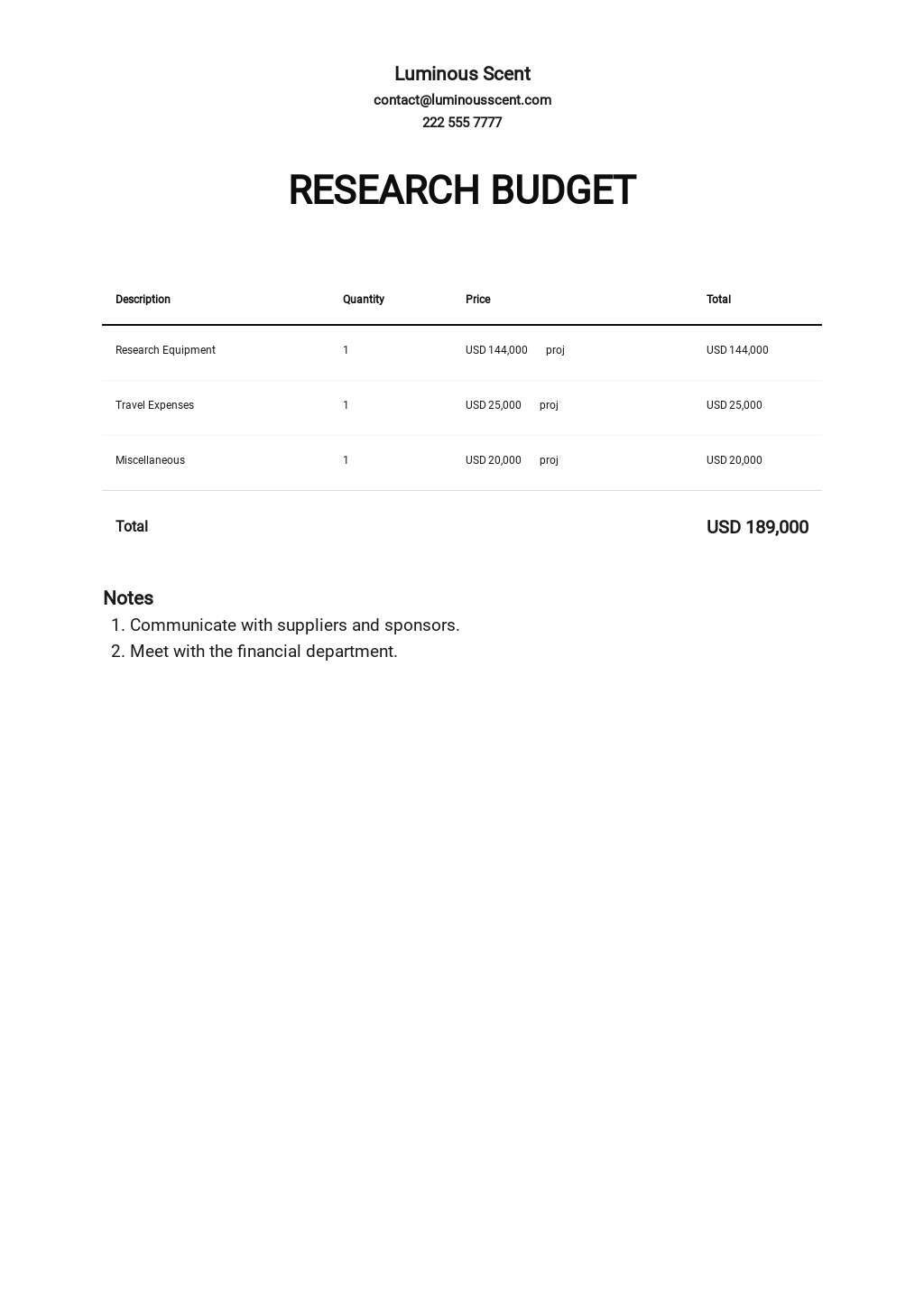 Research Budget Template [Free PDF] - Google Docs, Google Sheets, Excel