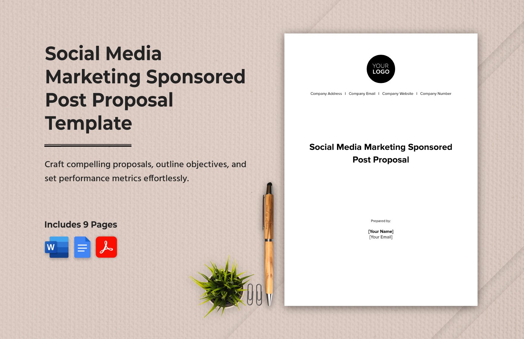 Social Media Marketing Sponsored Post Proposal Template in Word, Google Docs, PDF