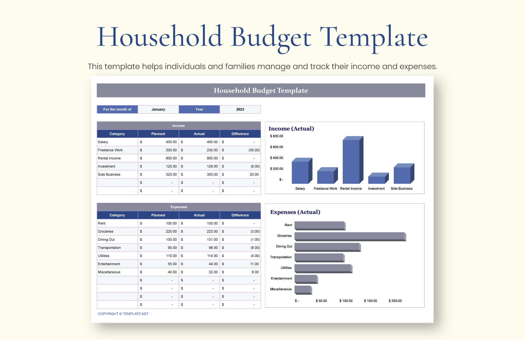 Household Budget Template