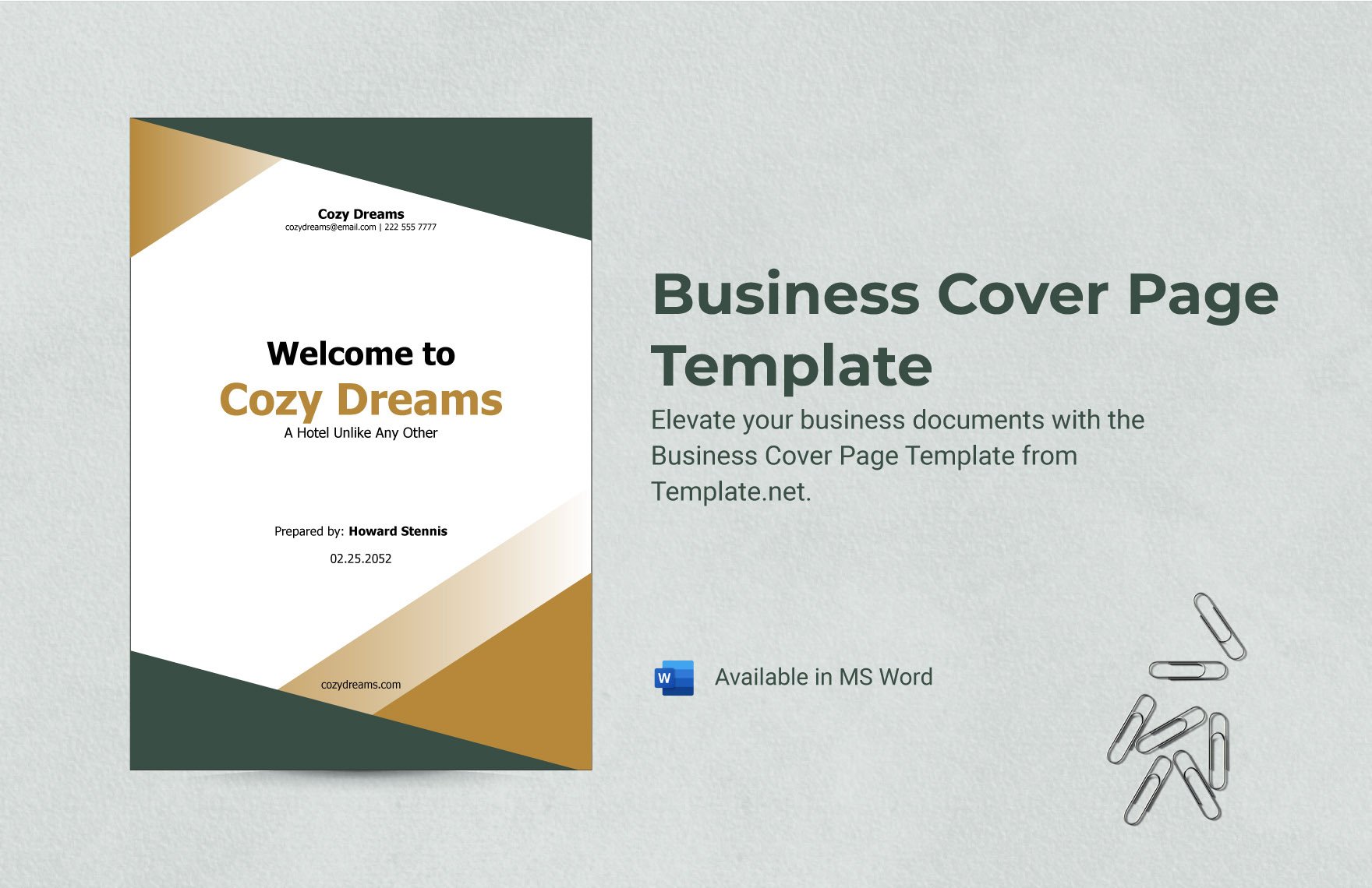 Free Business Cover Page Template in Word