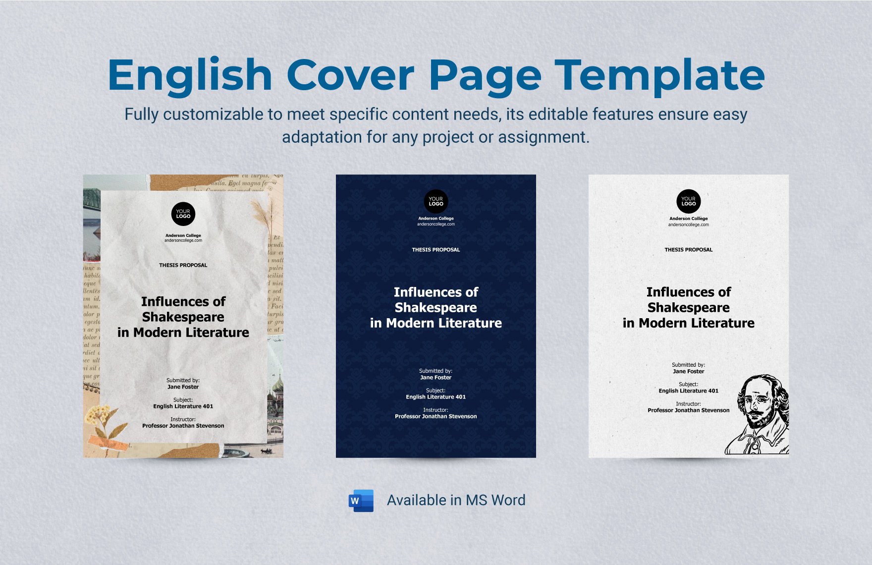 English Cover Page Template