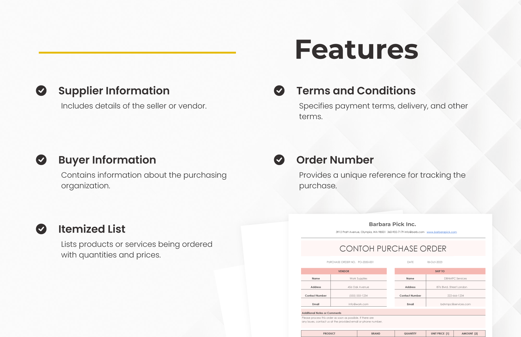 Contoh Purchase Order Template