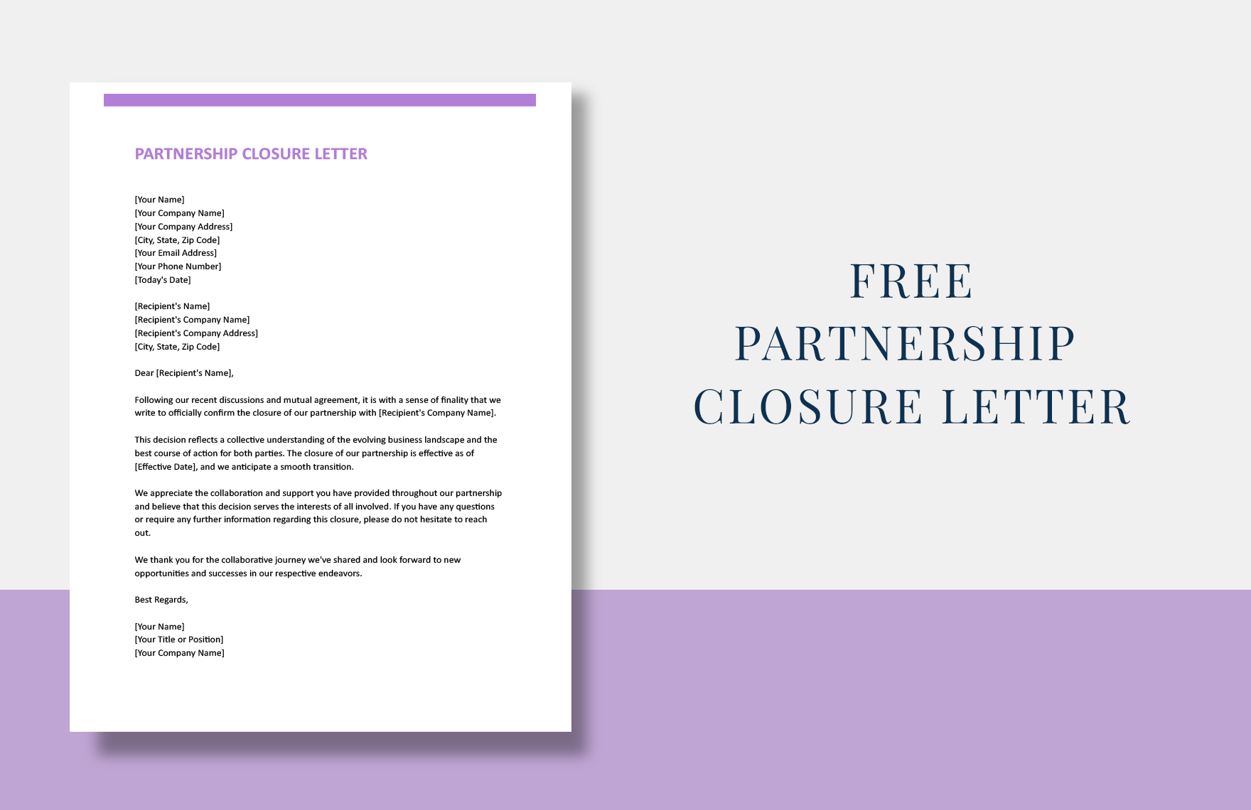 Free Partnership Closure Letter