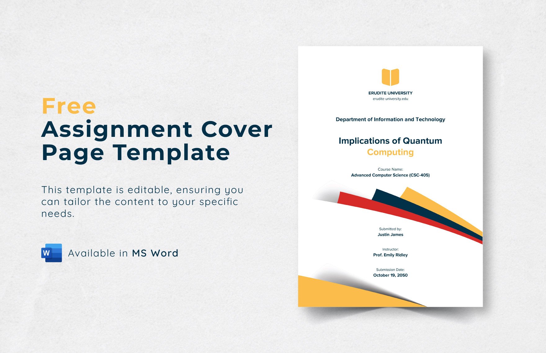 Free Assignment Cover Page Template in Word