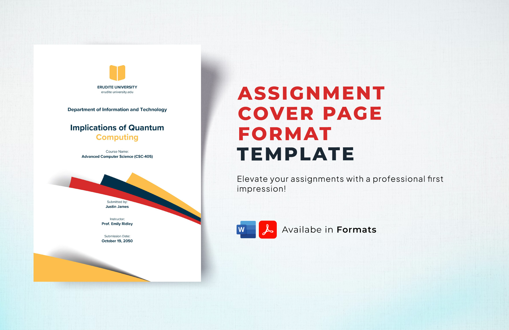 Assignment Cover Page Template in PDF, Word - Download | Template.net