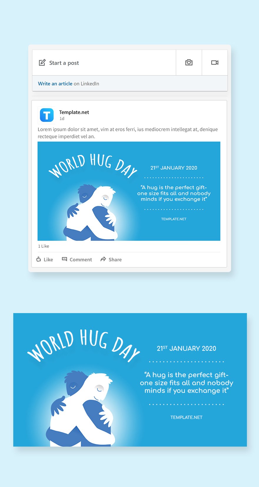 World Hug Day Linkedin Post Template