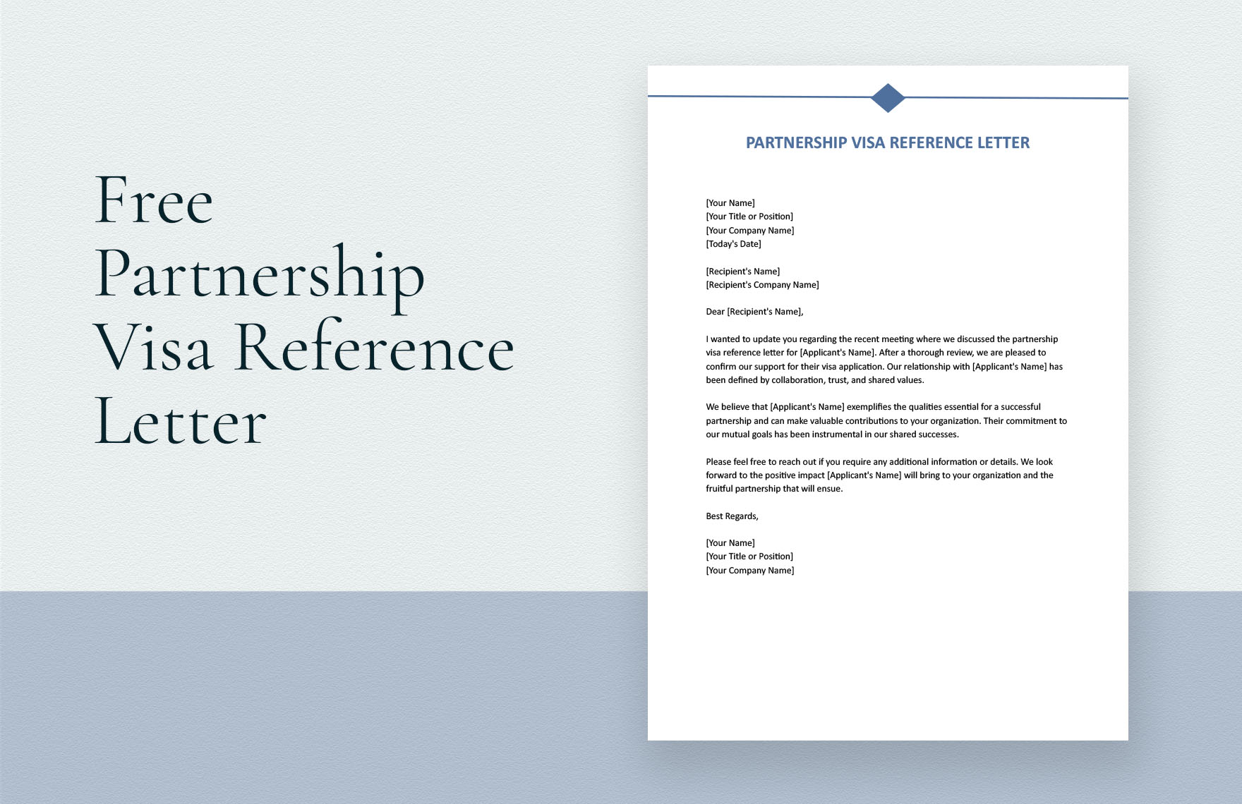 Partnership Visa Reference Letter