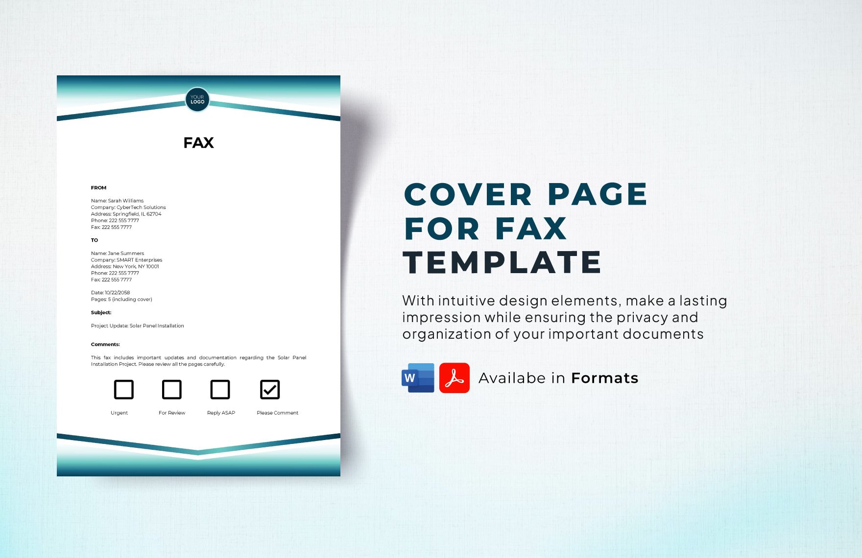 Cover Page for Fax Template