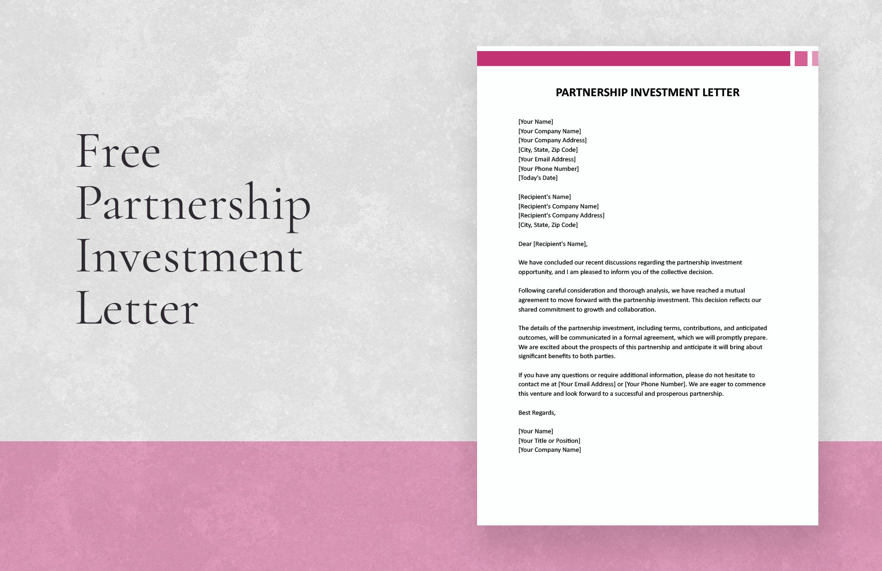 Free Partnership Investment Letter