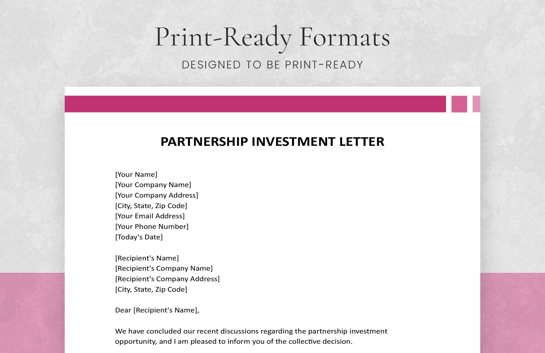 Partnership Investment Letter