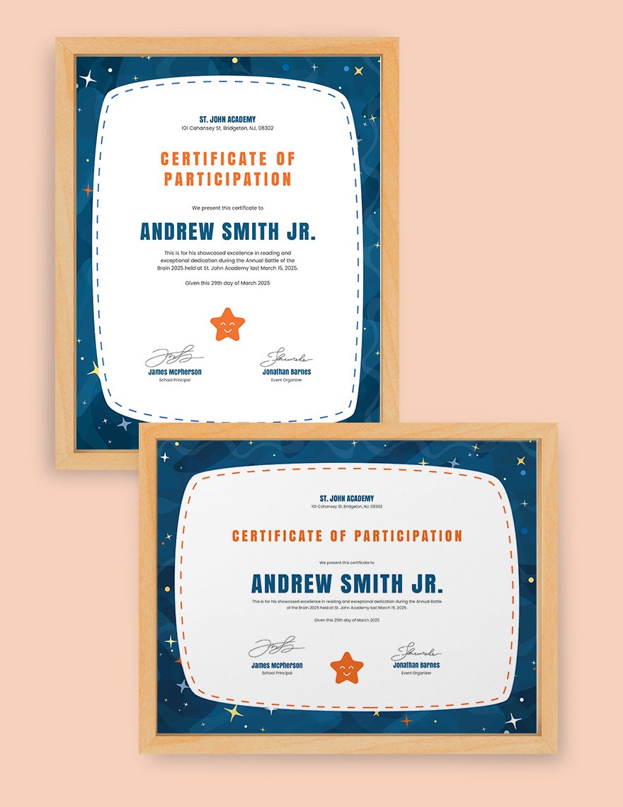 certificate template kids