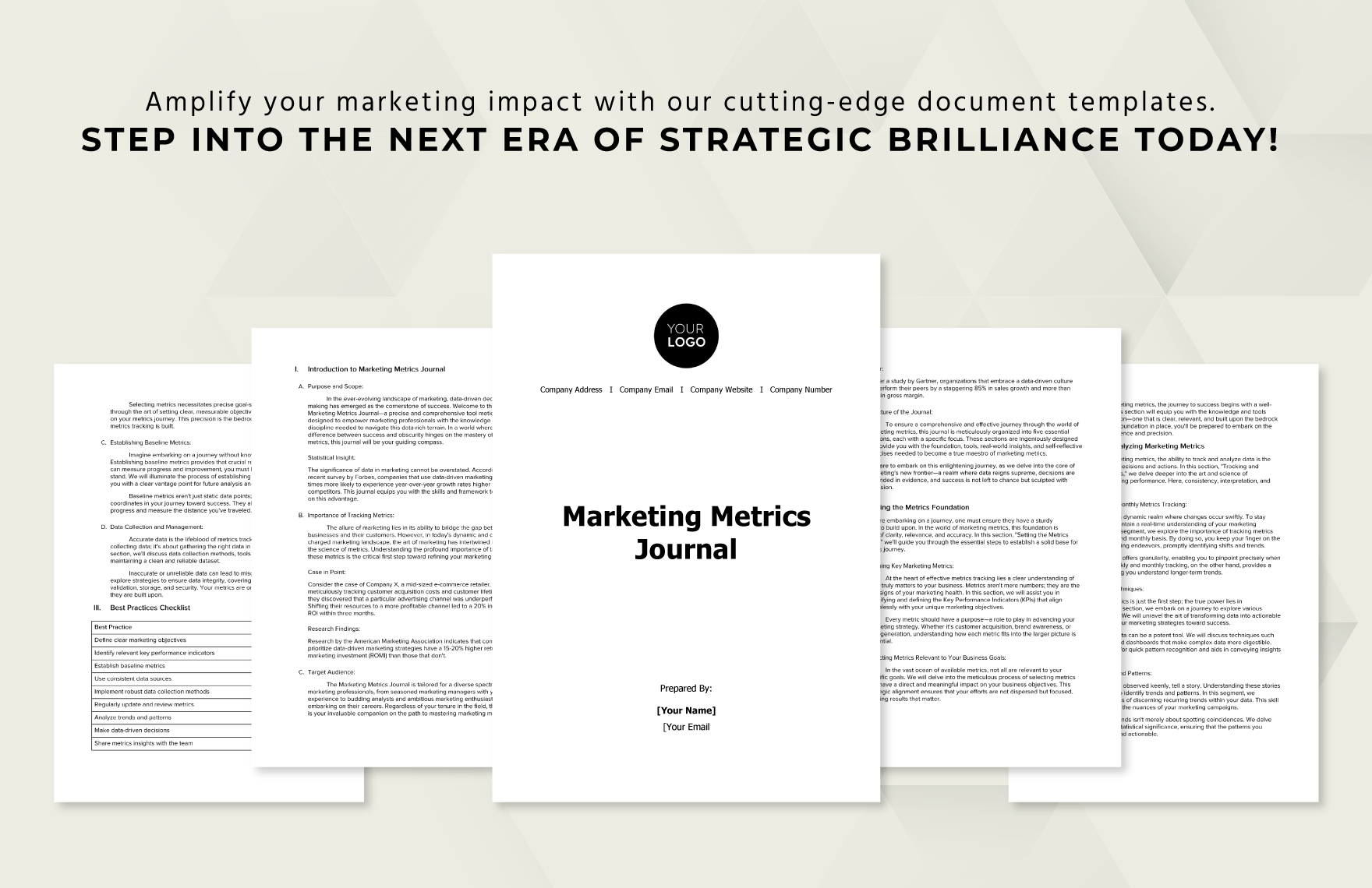 Marketing Metrics Journal Template