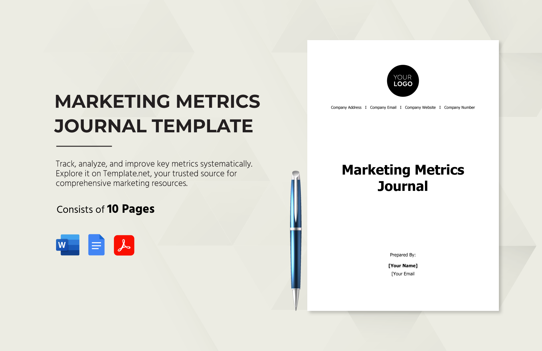 Marketing Metrics Journal Template