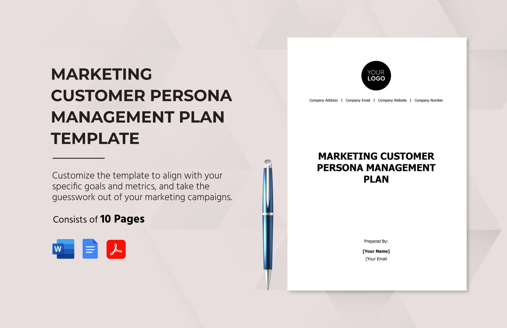 Marketing Customer Persona Management Plan Template in Word, Google Docs, PDF