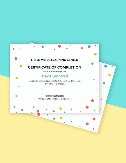 Kindergarten Diploma Certificate Template