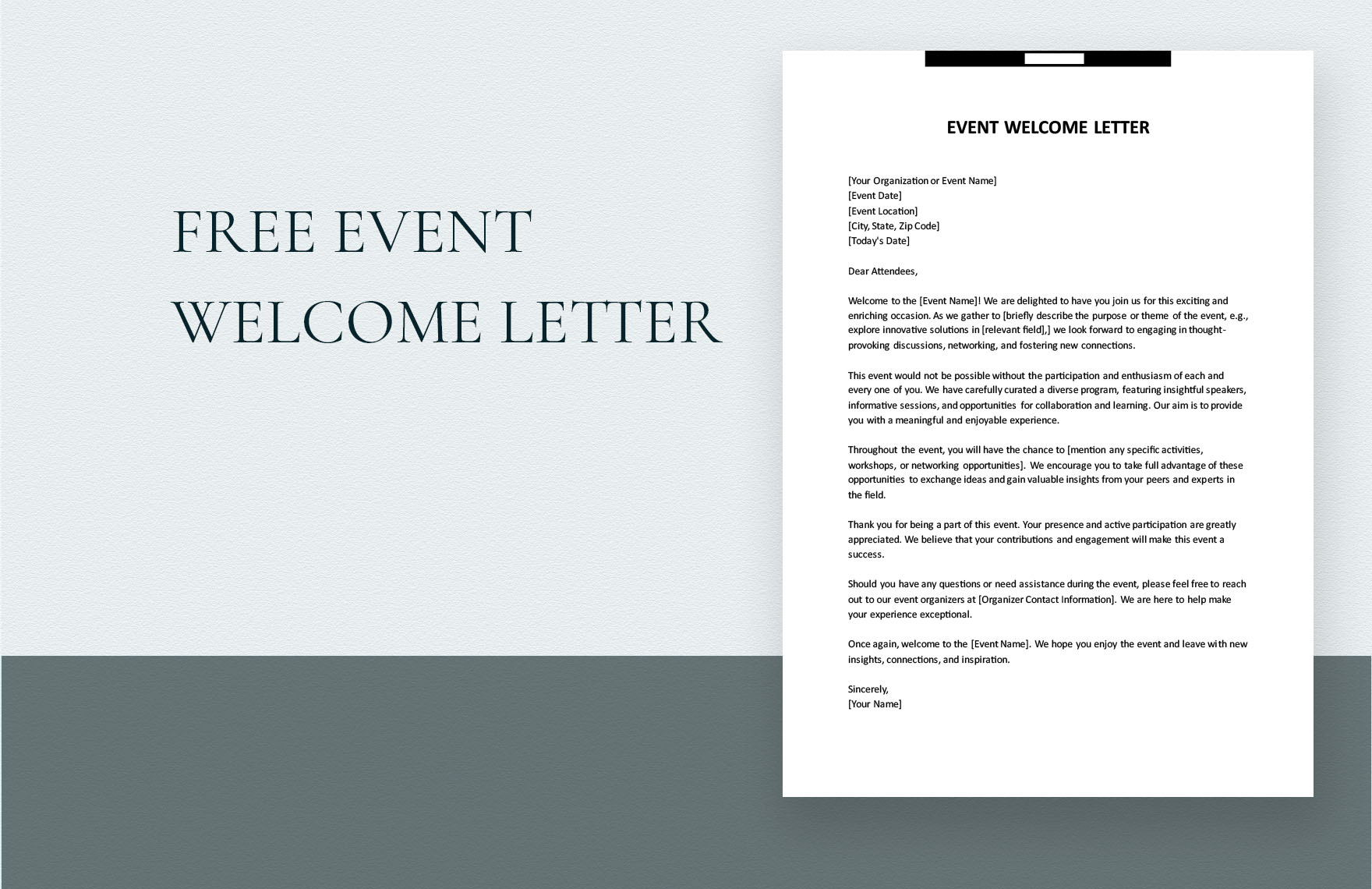 Event Welcome Letter