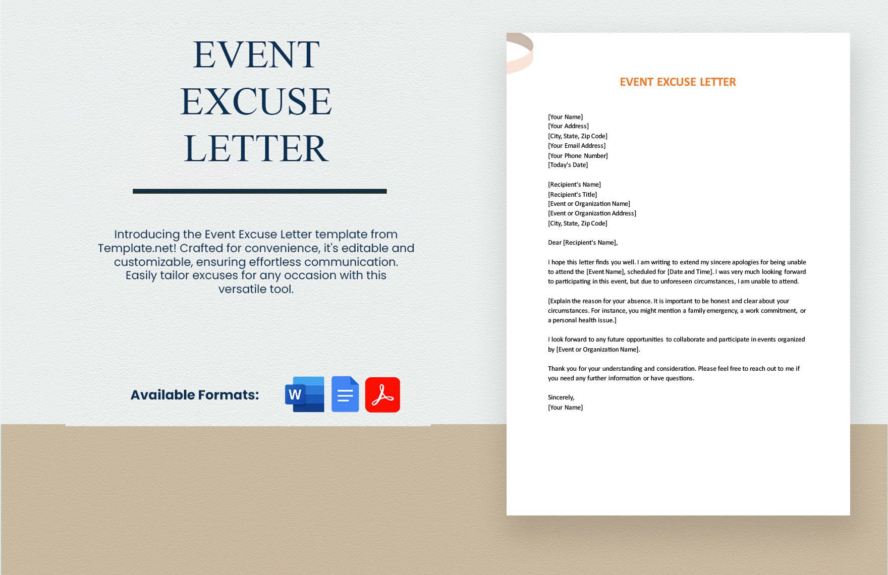Event Excuse Letter in Word, Google Docs, PDF