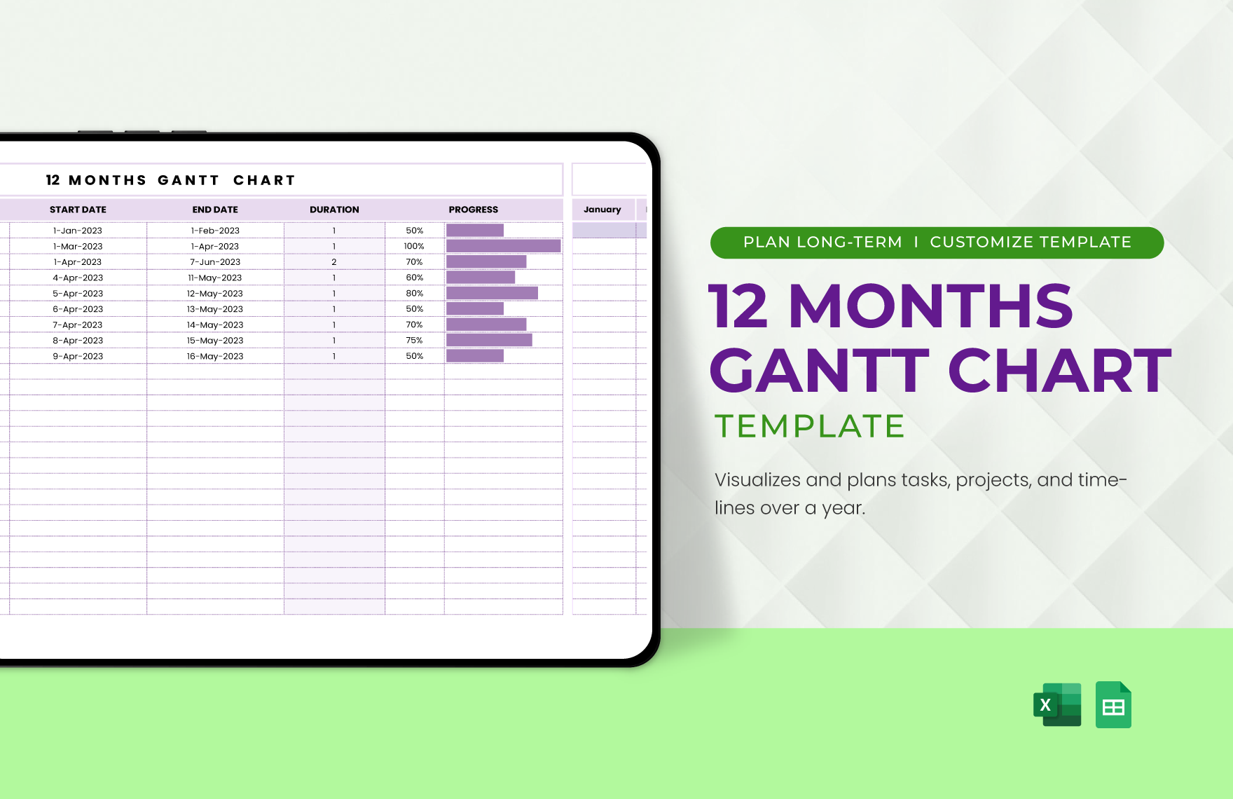 12 Months Gantt Chart Template