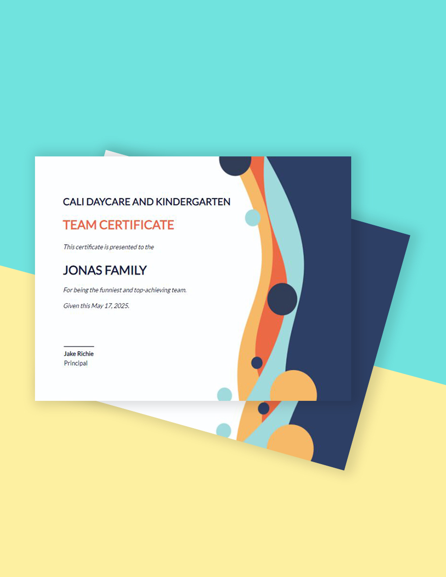 Team Certificate Template