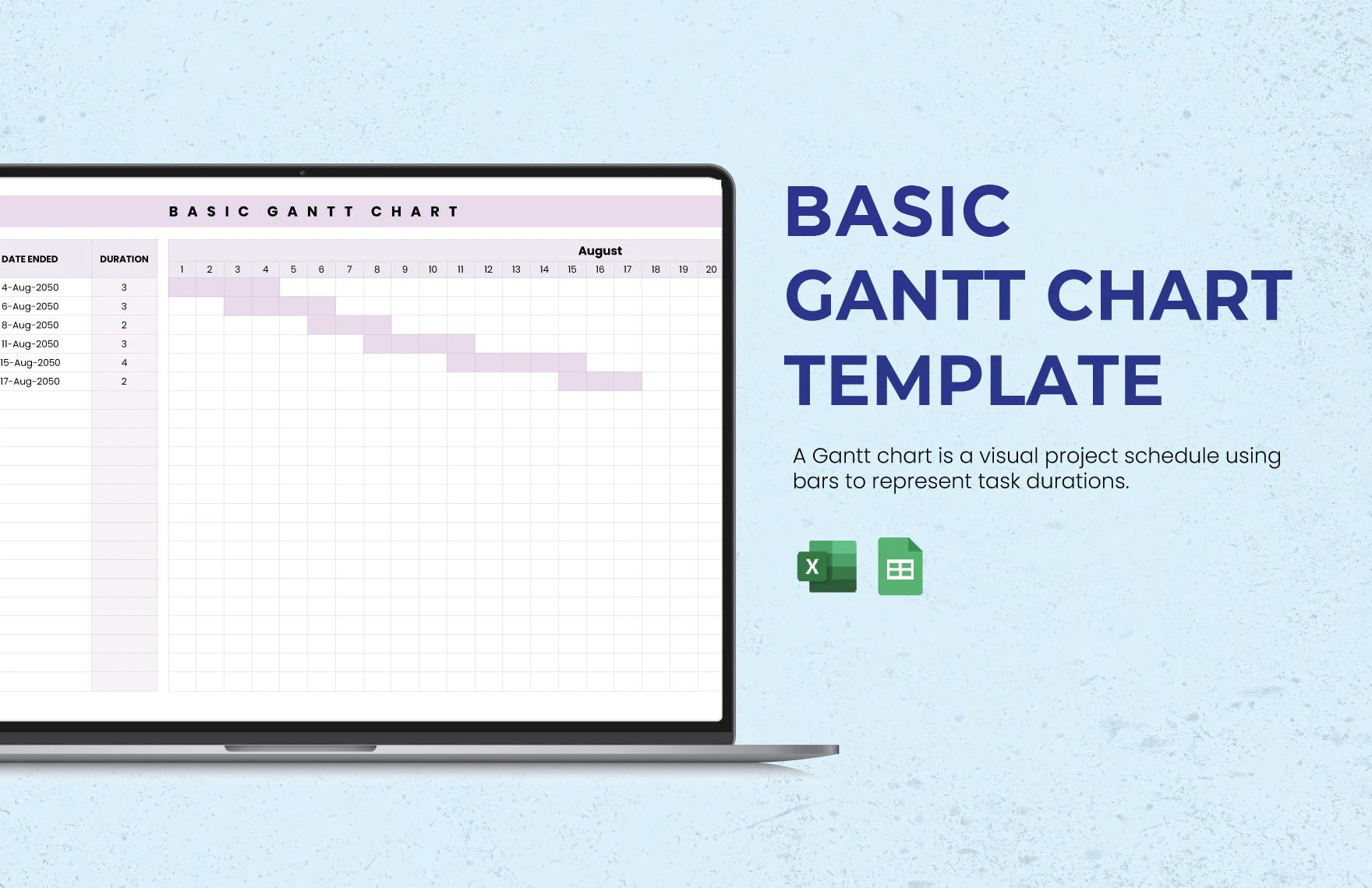 Free Basic Gantt Chart Template in Excel, Google Sheets