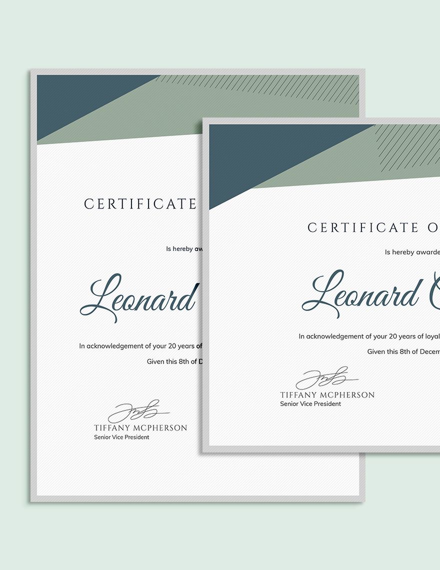 Loyalty Award Certificate Example Template