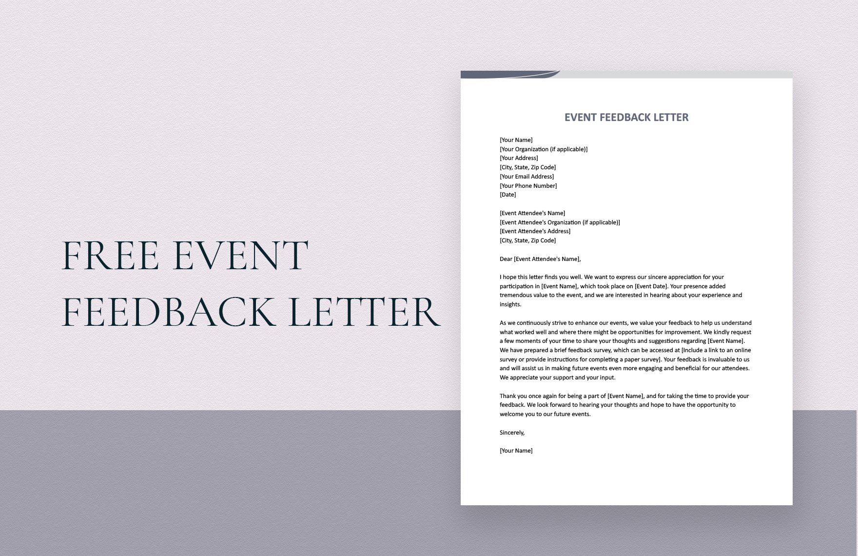 Event Feedback Letter in Word, Google Docs