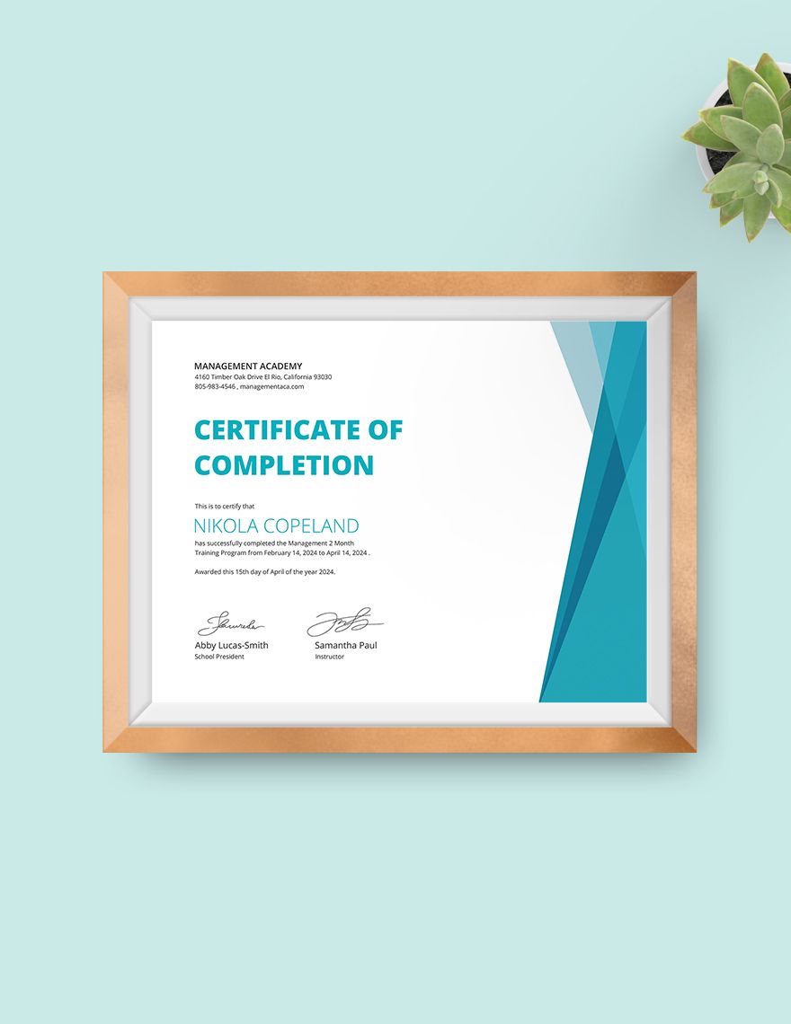 Management Training Certificate Template
