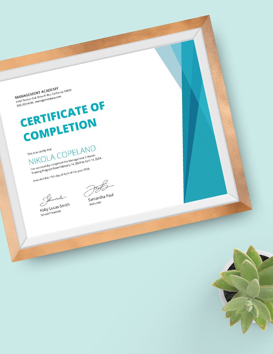 Management Training Certificate Template