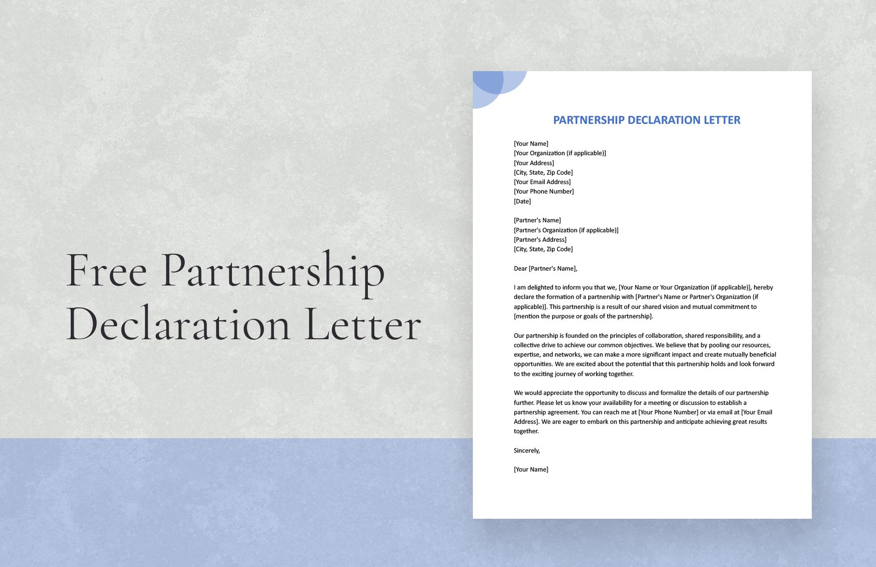 Free Partnership Declaration Letter in Word, Google Docs