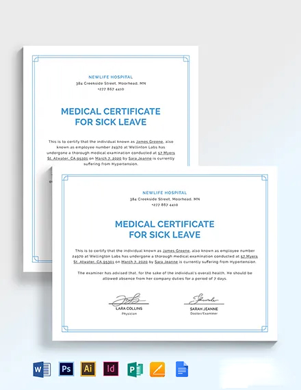Student Medical Certificate For Sick Leave Template Download 715 