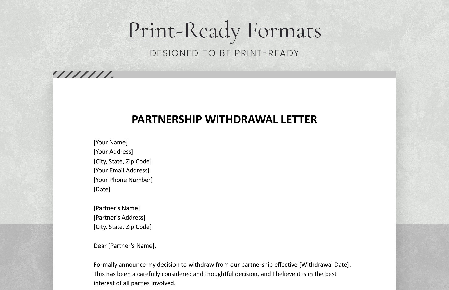 Partnership Withdrawal Letter