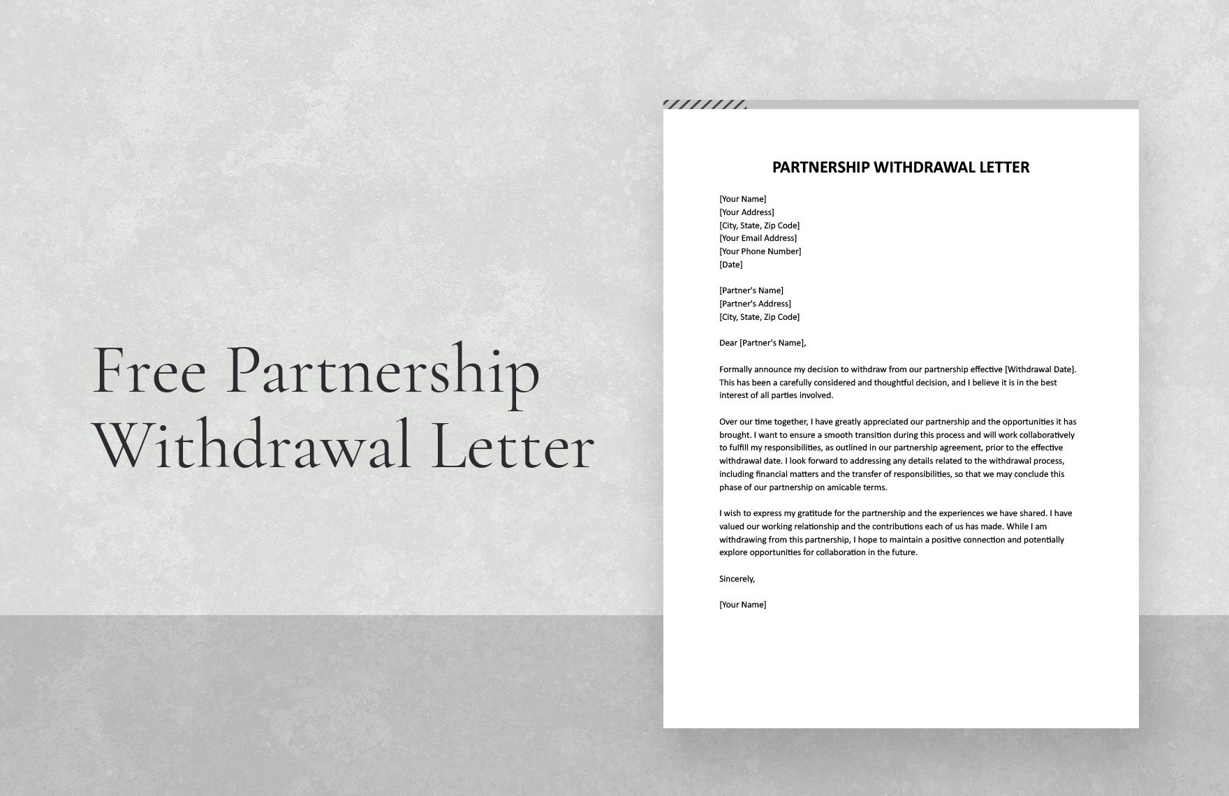 Free Partnership Withdrawal Letter