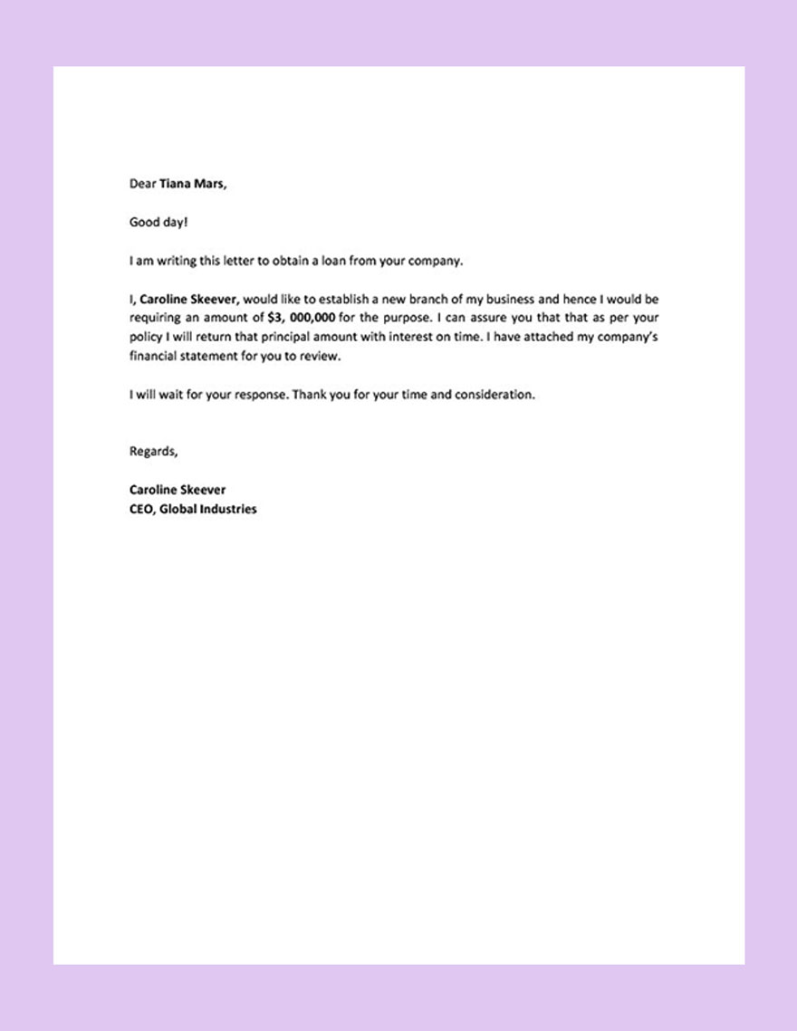 Loan Request Letter Template