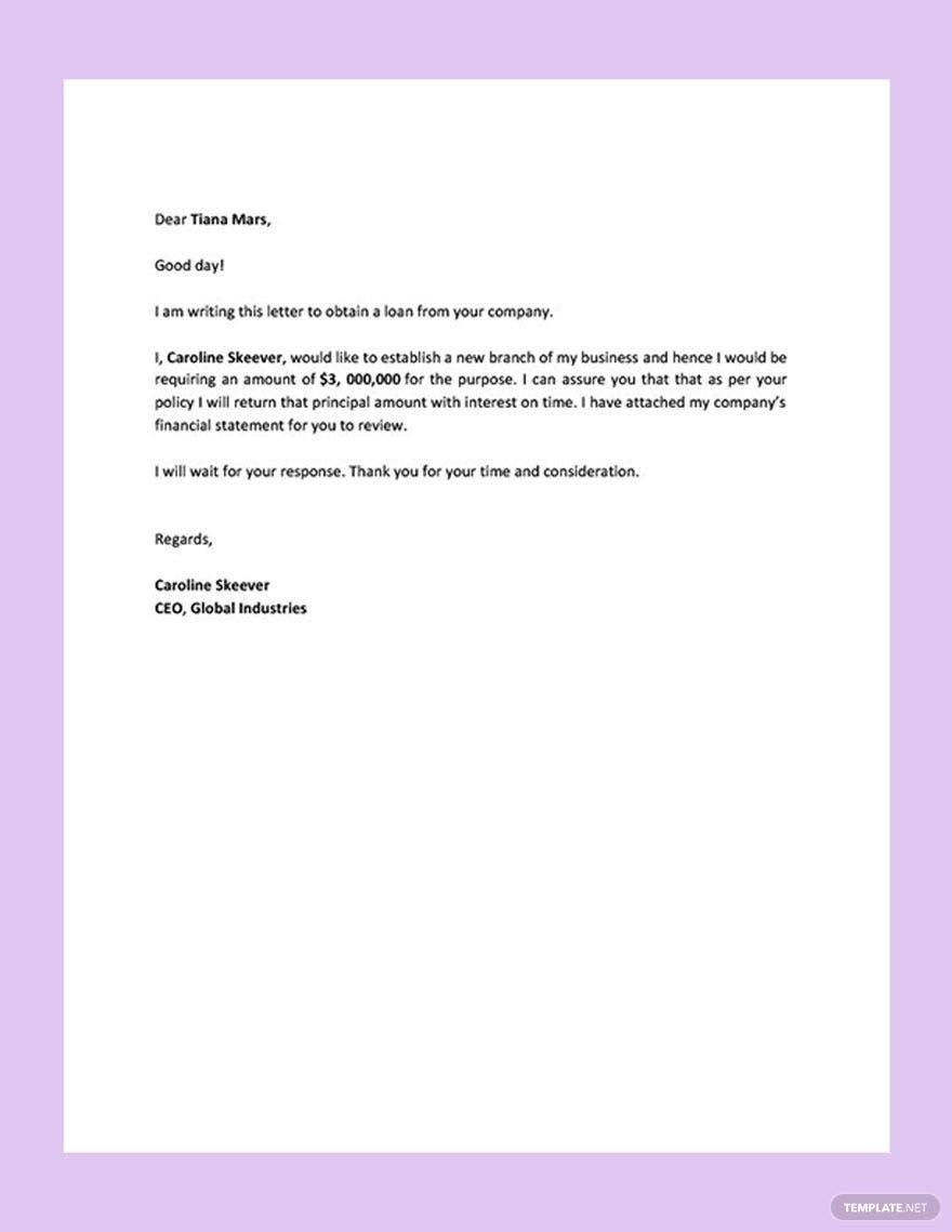 Loan Request Letter Template
