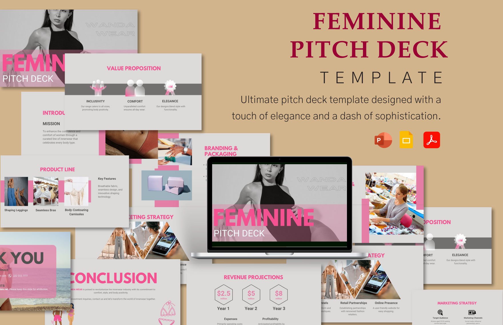 Feminine Pitch Deck  Template