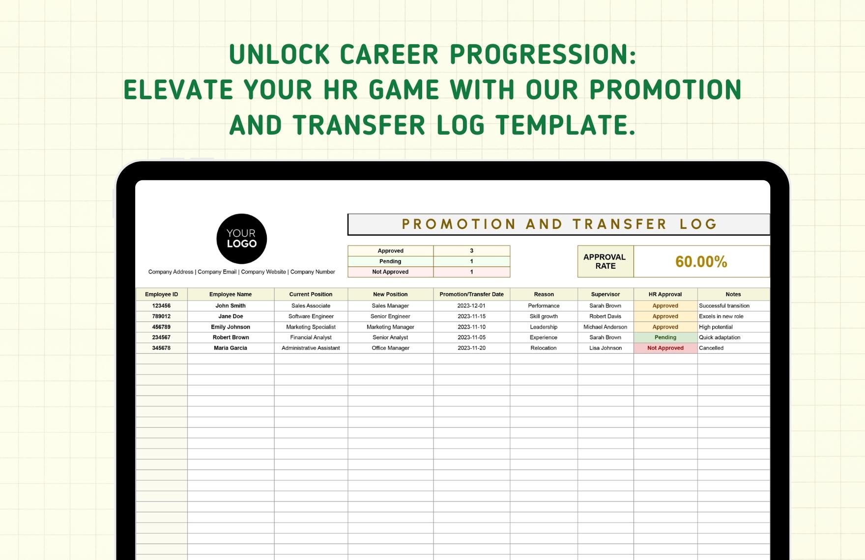 Promotion and Transfer Log HR Template