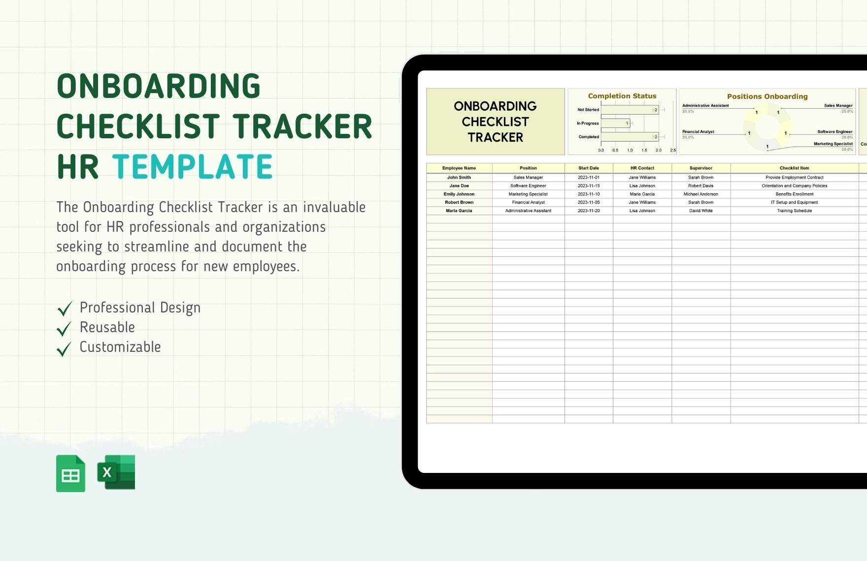 Onboarding Checklist Tracker HR Template