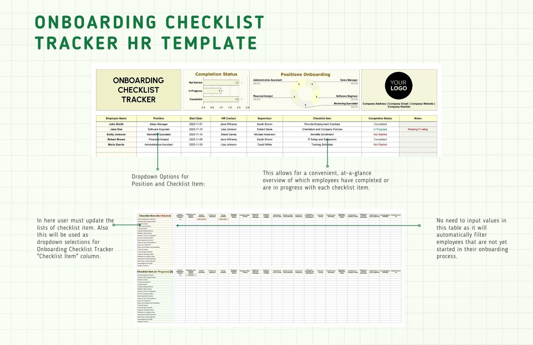 Onboarding Checklist Tracker HR Template