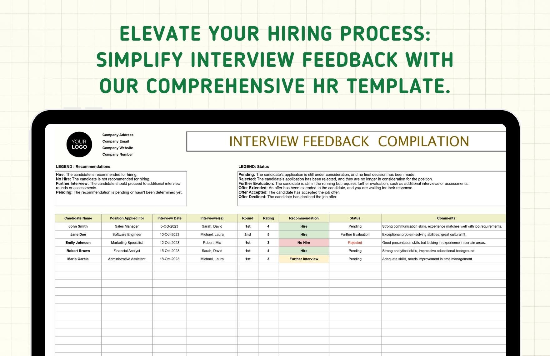 Interview Feedback Compilation HR Template