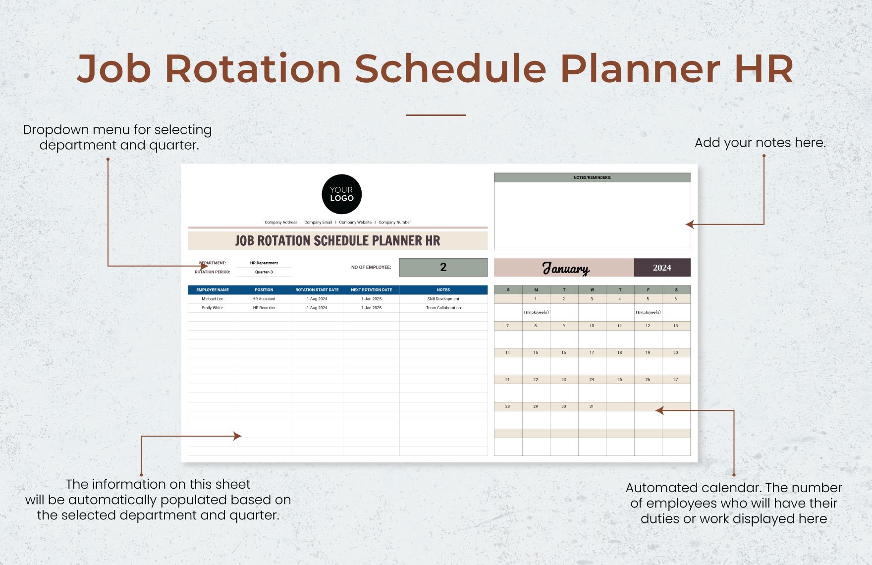 Job Rotation Schedule Planner HR Template
