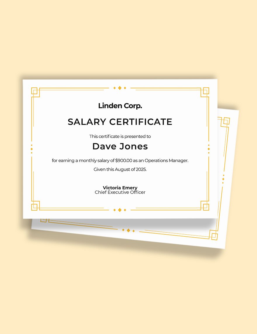 Salary Certificate Template
