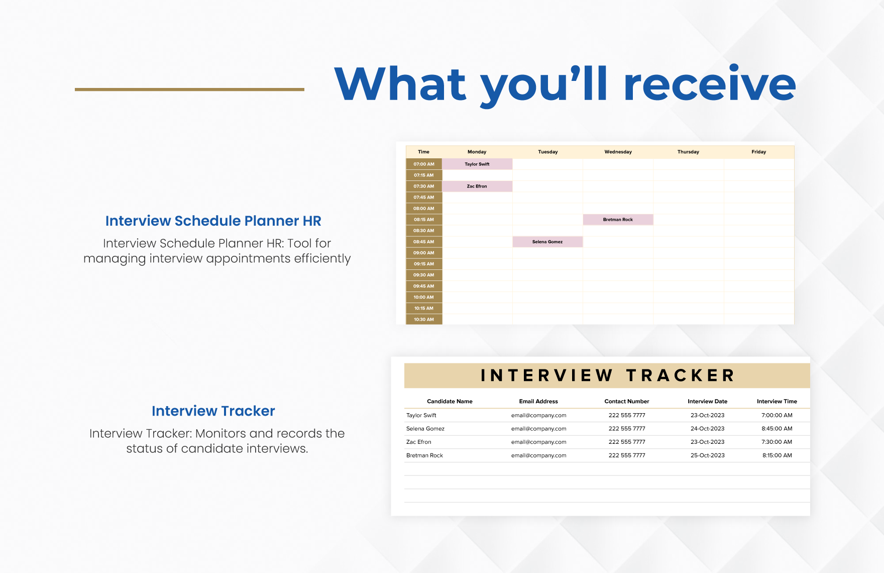 Interview Schedule Planner HR Template