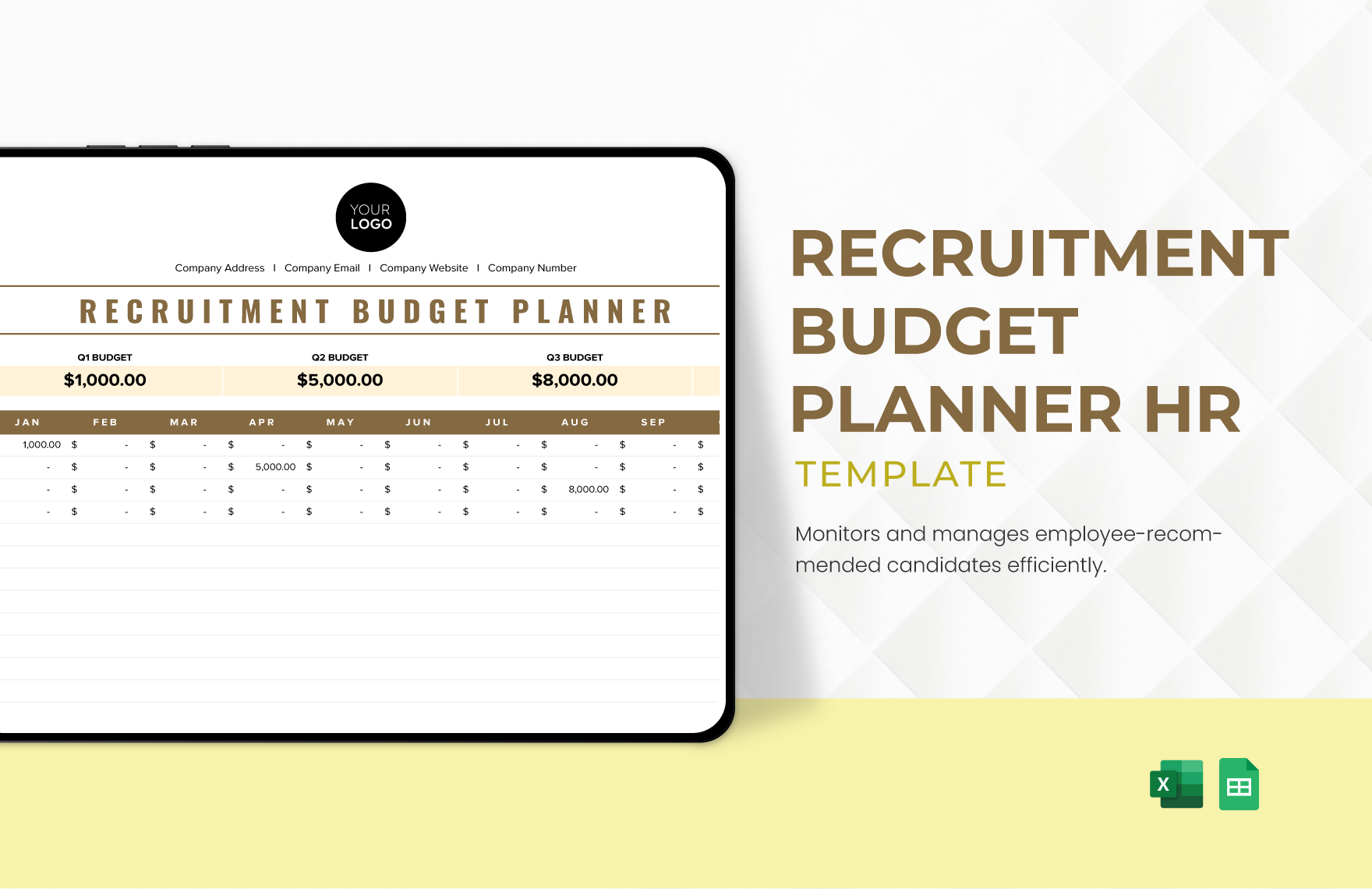 Recruitment Budget Planner HR Template