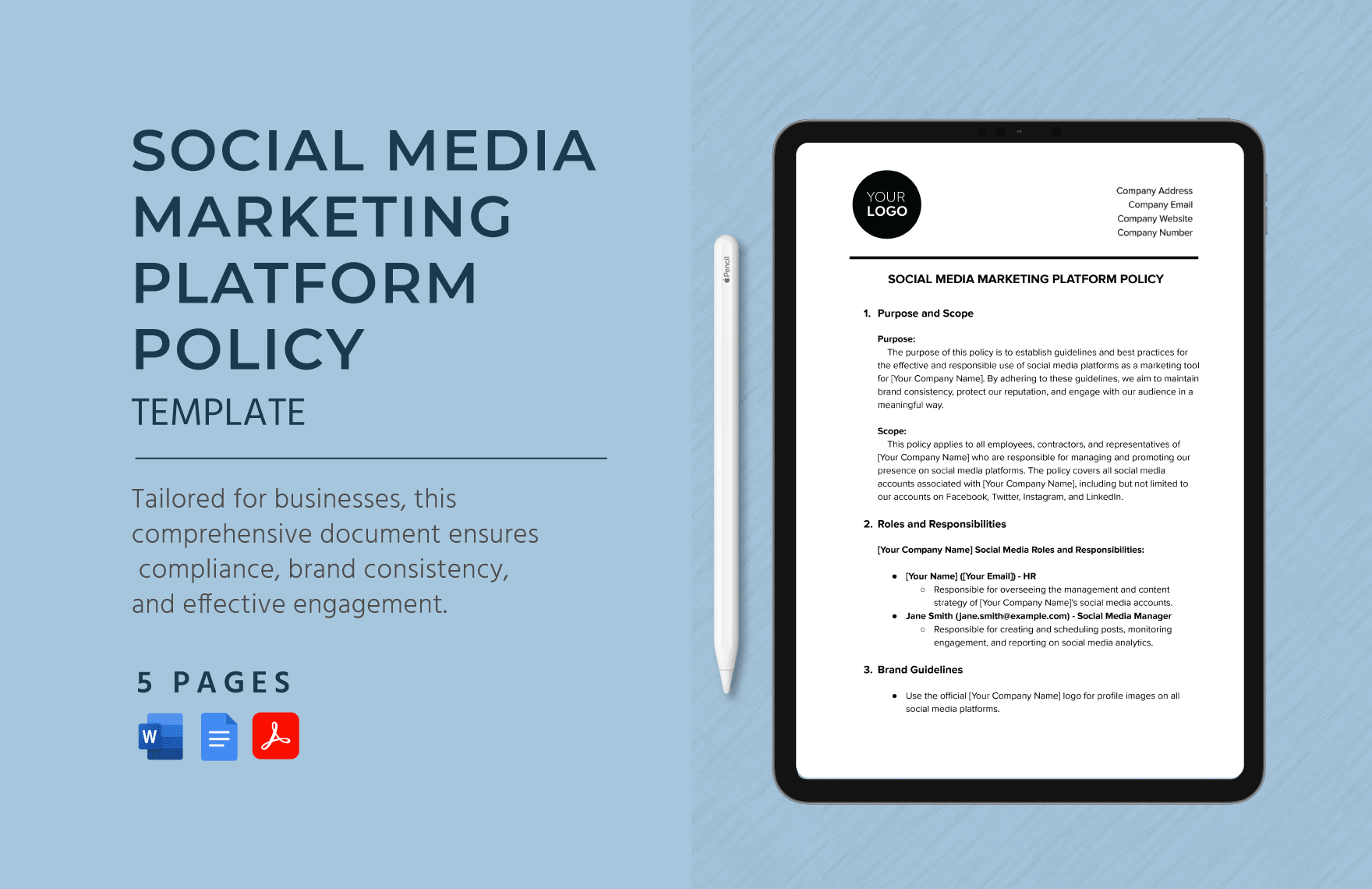 Social Media Marketing Platform Policy Template