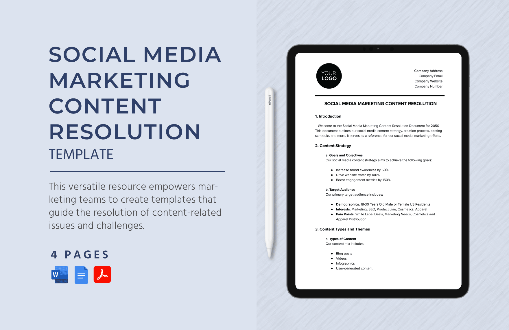 Social Media Marketing Content Resolution Template