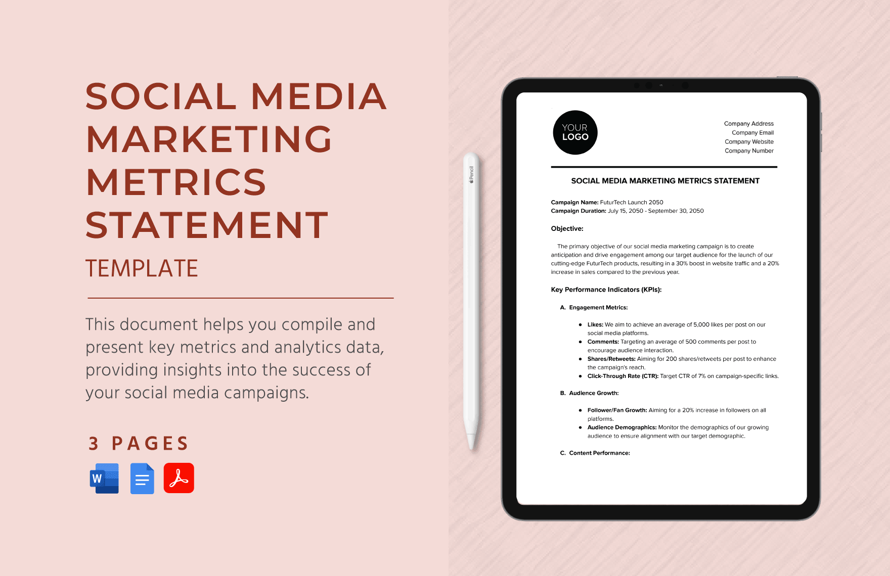 Social Media Marketing Metrics Statement Template