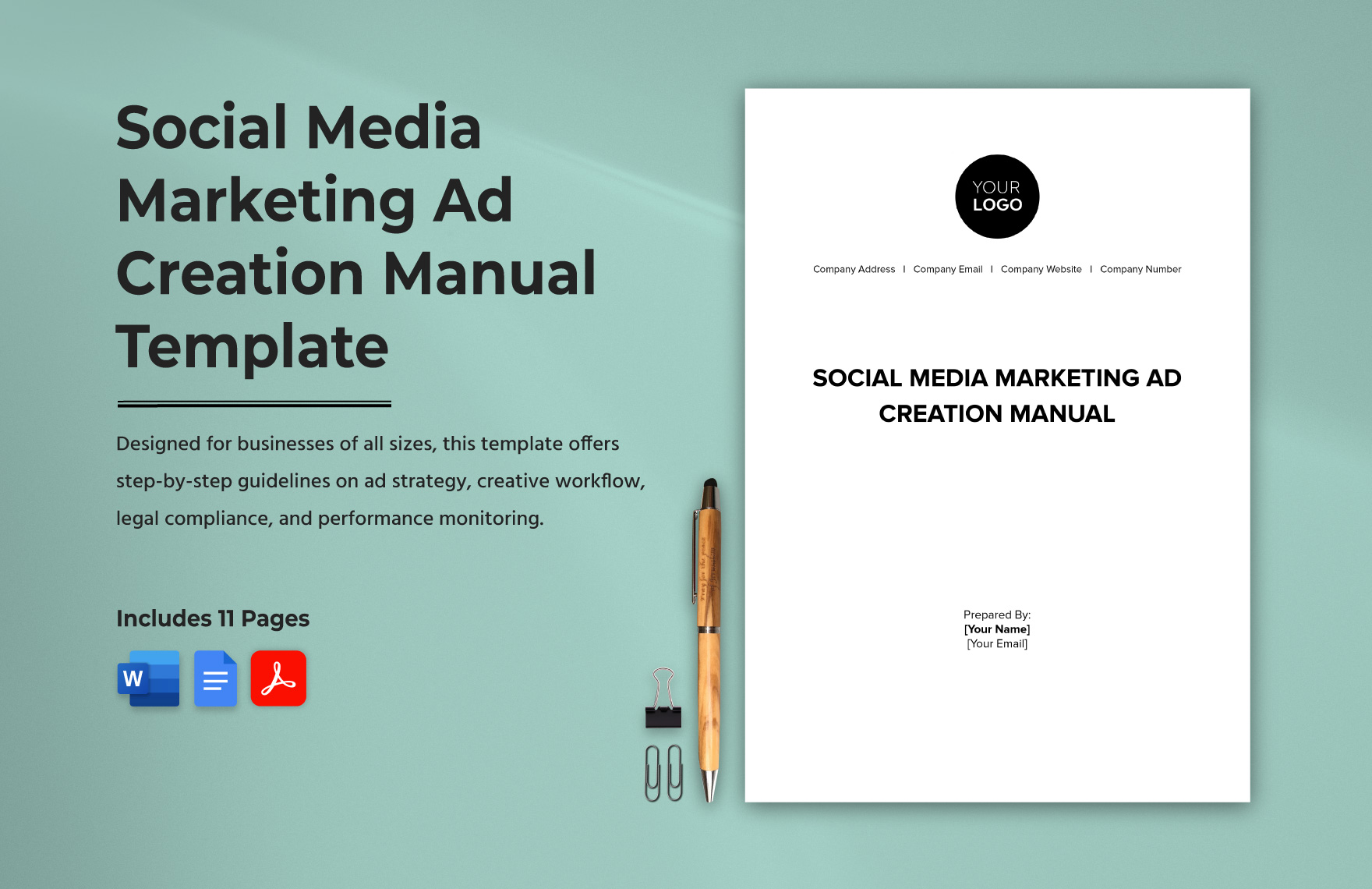 Social Media Marketing Ad Creation Manual Template in Word, Google Docs, PDF