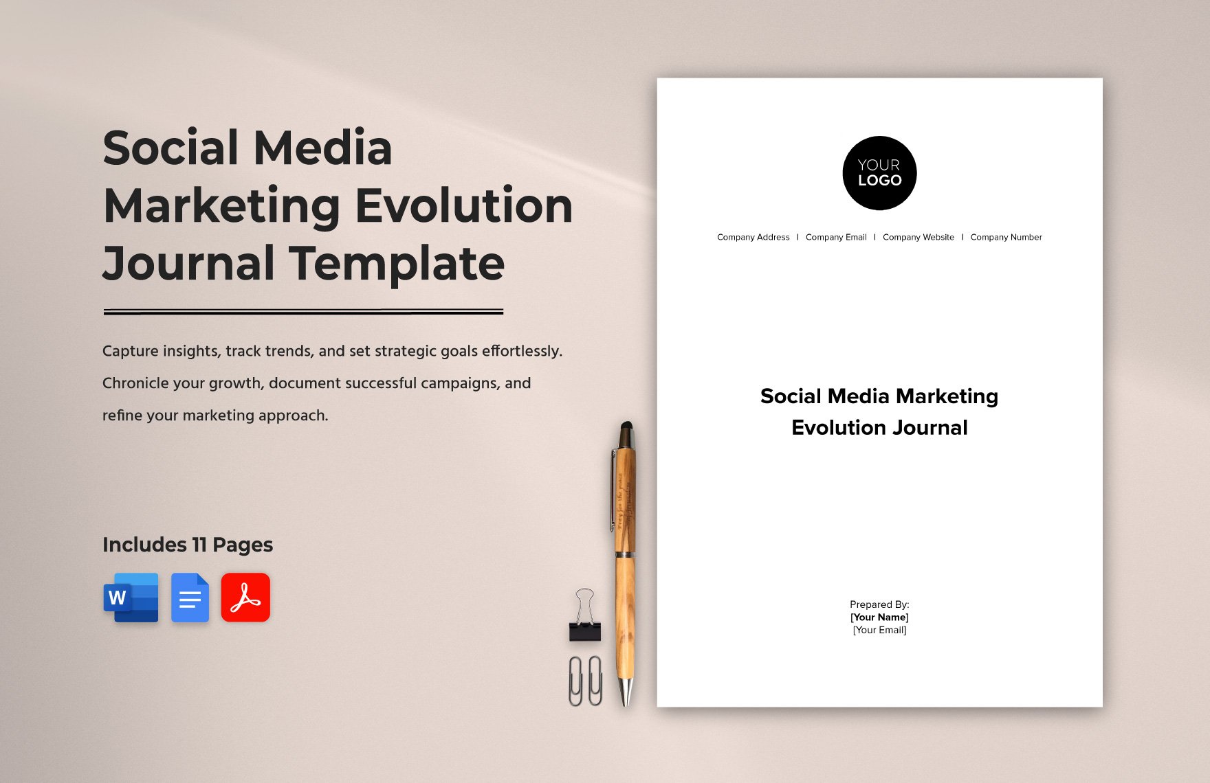 Social Media Marketing Evolution Journal Template in Word, Google Docs, PDF