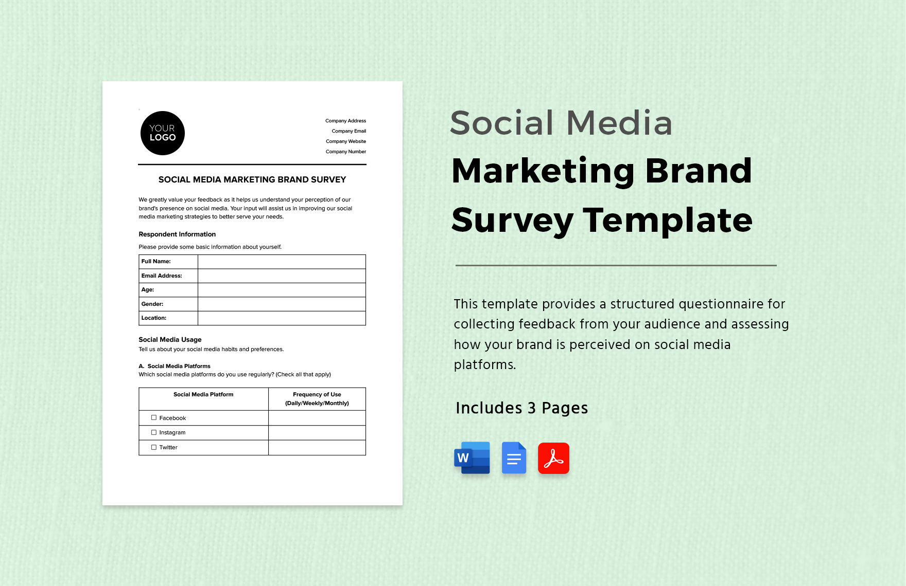 Social Media Marketing Brand Survey Template