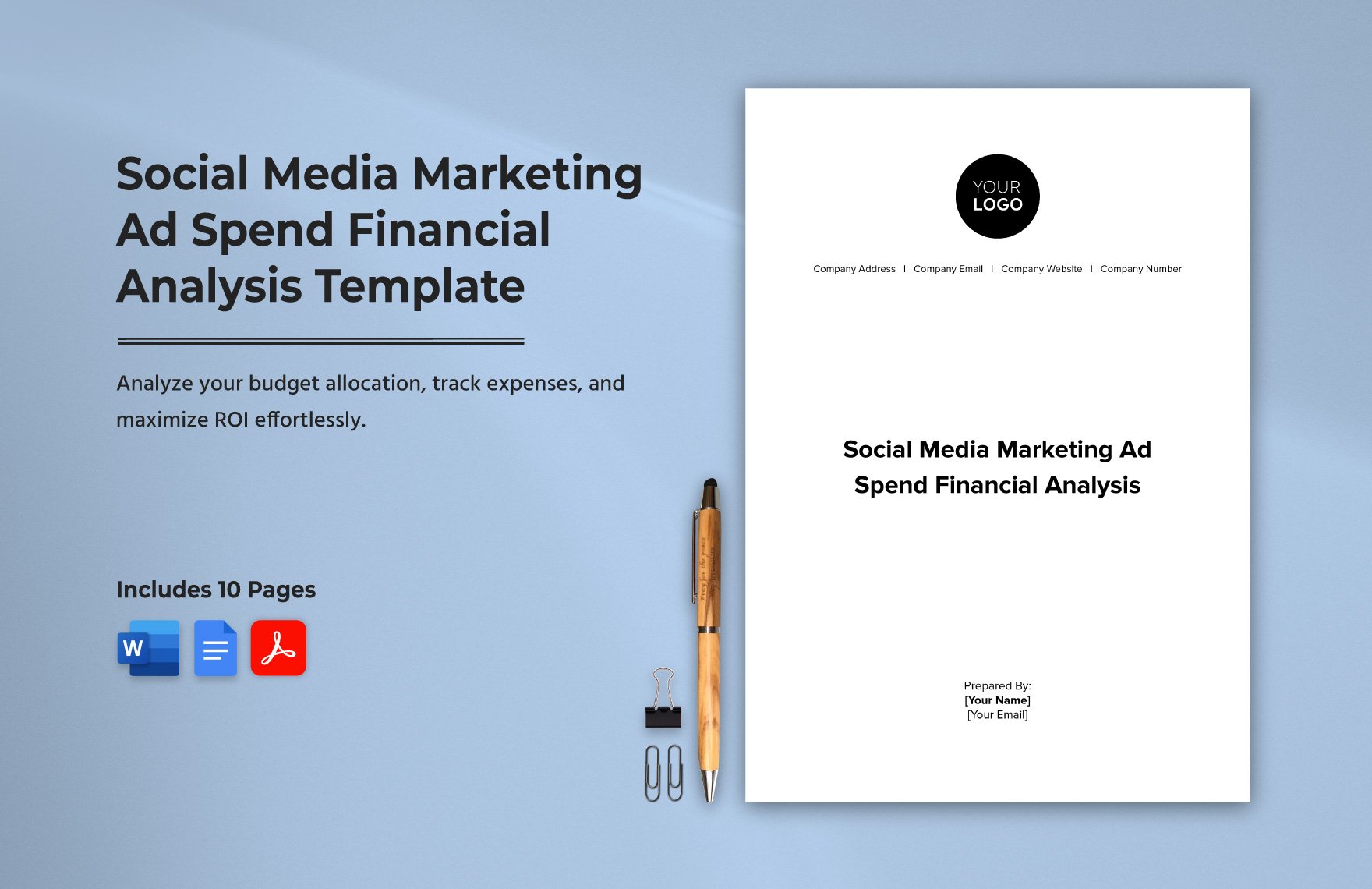 Social Media Marketing Ad Spend Financial Analysis Template